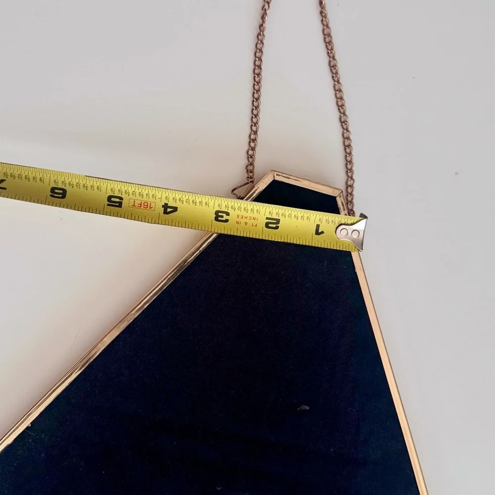 12” Vintage Gold Triangular Wall Mirror Contemporary Minimalist